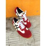 รองเท้าเซฟตี้ รุ่นตองพีหนังกลับสีแดง แถบเล็ก ไซส์36-45