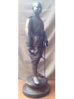 พระบรมรูป รัชกาลที่5 ชุดจงกระเบน ทองเหลือง รมดำมันปู 110 ซม.