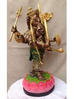 พระพิฆเนศ ปางปราบพญามาร 8 กร 9นิ้ว โลหะมวลเบา ลงยาราชาวดี