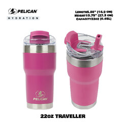 Pelican 22oz 650ml Traveler Tumbler - Orchid - แก้วน้ำเก็บอุณหภูมิ เก็บความเย็น-ความร้อ เเท้💯 รับประกัน 1ปี