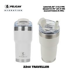 Pelican 22oz 650ml Traveler Tumbler - Linen - แก้วน้ำเก็บอุณหภูมิ เก็บความเย็น-ความร้อ เเท้💯 รับประกัน 1ปี