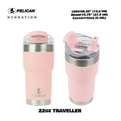 Pelican 22oz 650ml Traveler Tumbler - Blush - แก้วน้ำเก็บอุณหภูมิ เก็บความเย็น-ความร้อ เเท้💯 รับประกัน 1ปี