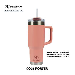 Pelican Porter 40oz 1180ml Tumbler - Salmon - แก้วน้ำเก็บอุณหภูมิ เก็บความเย็น-ความร้อน 🇺🇸 เเท้💯 รับประกัน 1ปี