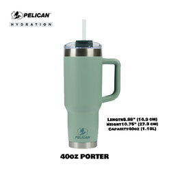 Pelican Porter 40oz 1180ml Tumbler - Sage - แก้วน้ำเก็บอุณหภูมิ เก็บความเย็น-ความร้อน 🇺🇸 เเท้💯 รับประกัน 1ปี