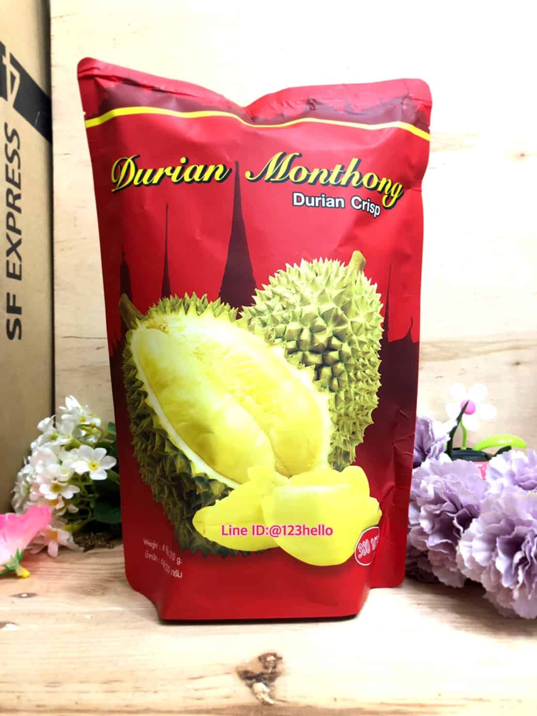 Durian Monthong Durian Crispy Weight : 6 Packs 210 g. ทุเรียนหมอนทองอบแห้ง