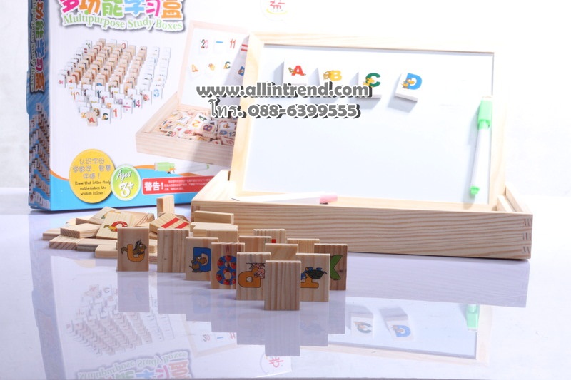 Muti Boxes Magnet Board กล่องเอนกประสงค์ ฝากล่องเป็นกระดาน2ด้าน เป็นแม่เหล็กกับกระดานดำ มาพร้อมตัวอักษร A-Z, 0-20, ปากกา, ช็อล์ค