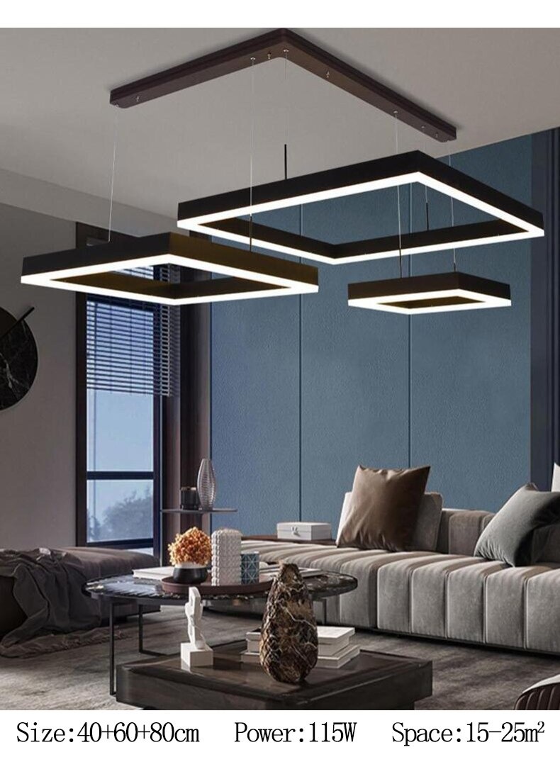 โคมไฟแขวน square ring Led วงสี่เหลี่ยม สีดำ ไฟเพดาน โคมเพดาน ไฟแขวน โคมแขวน ไฟห้อย ไฟระย้า ไฟช่อ ไฟกิ่ง สวยทันสมัย ไฟตกแต่ง หรูหรา ทนทาน ประหยัดไฟ