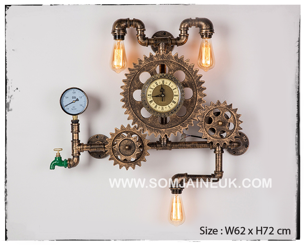 #001 มี 2 สีให้เลือก โคมไฟเฟืองเกียร์หมุนได้แบบติดผนัง สไตล์ลอฟท์ เรโทร (American Retro Gear Lamp) แถมฟรีหลอดเอดิสัน !!!