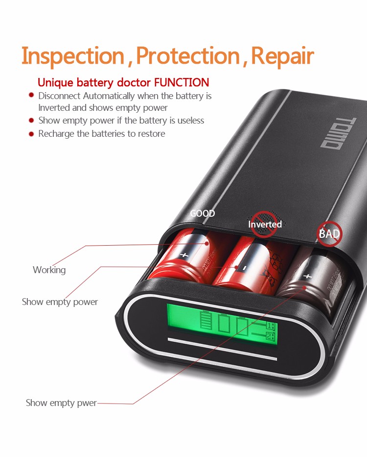 เพาเวอร์แบงค์ 18650 เครื่องชาร์จถ่าน 18650 Tomo M3 จอ LCD Power Bank & Charger 18650