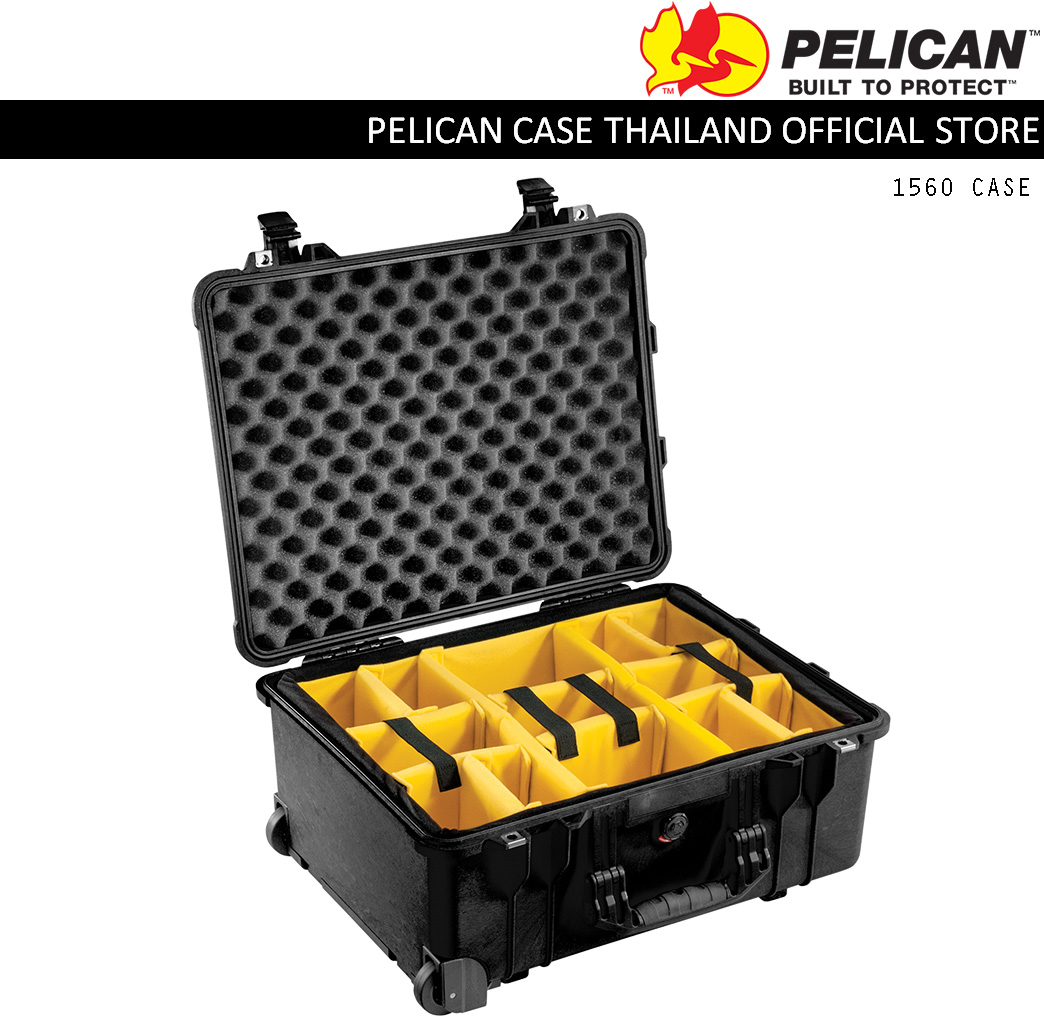 PELICAN 1560 WITH PADDED DIVIDER - BLACK