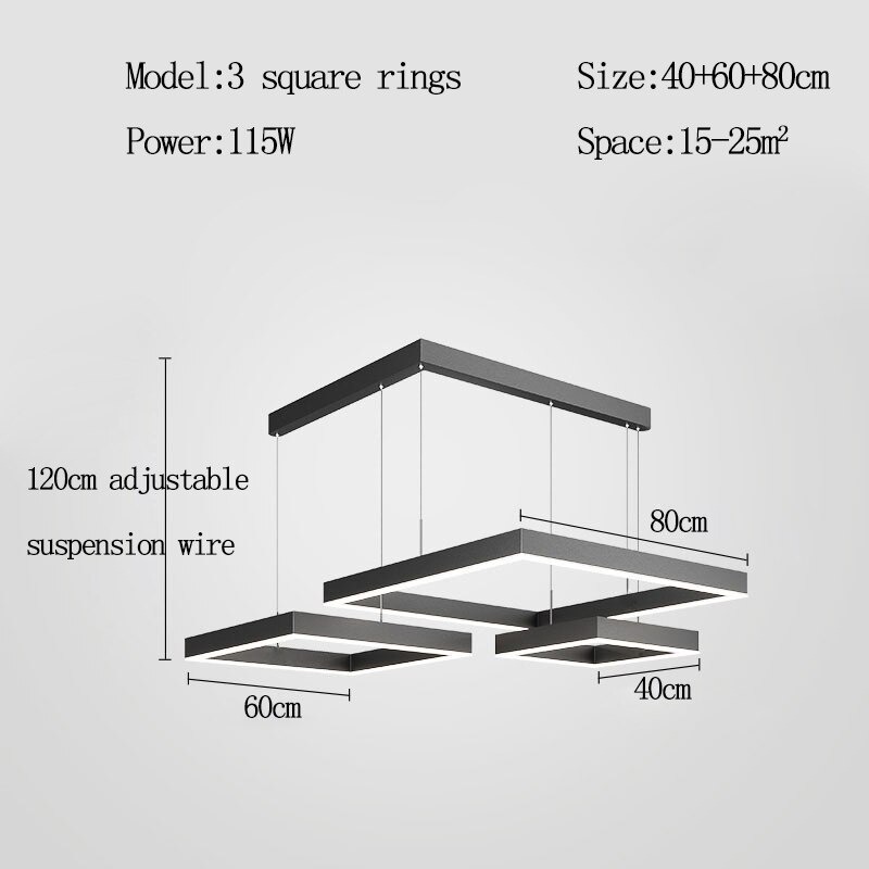 โคมไฟแขวน square ring Led วงสี่เหลี่ยม สีดำ ไฟเพดาน โคมเพดาน ไฟแขวน โคมแขวน ไฟห้อย ไฟระย้า ไฟช่อ ไฟกิ่ง สวยทันสมัย ไฟตกแต่ง หรูหรา ทนทาน ประหยัดไฟ