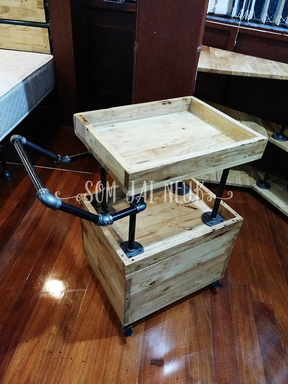 ตู้ลิ้นชักรถเข็นอเนกประสงค์ (ล้อเลื่อนล็อคได้) สไตล์ลอฟท์