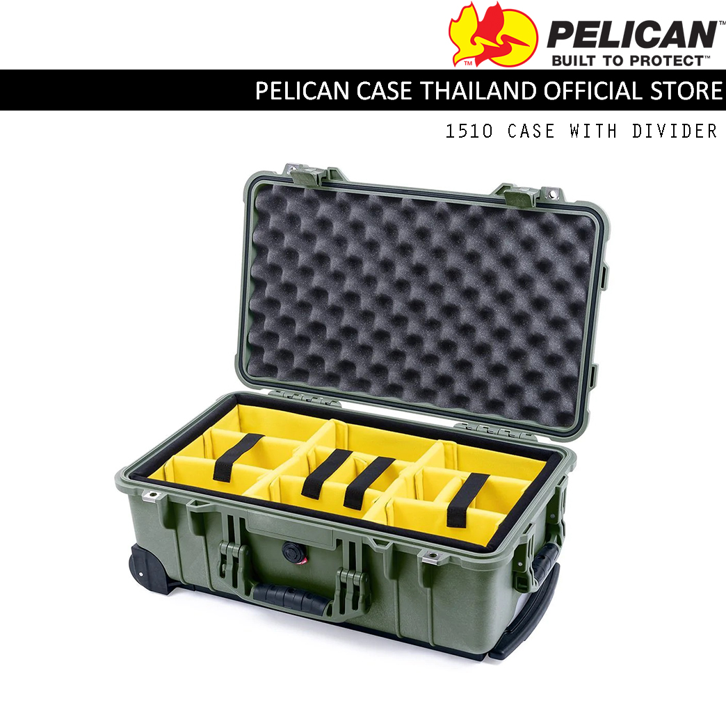 PELICAN 1510 CASE WITH PADDED DIVIDER - OD GREEN