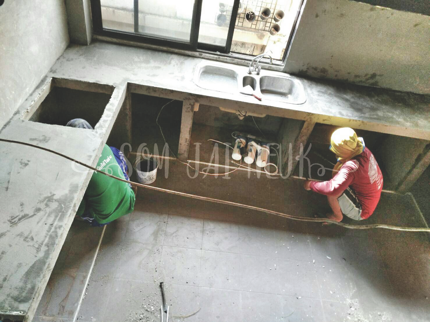 รีโนเวทครัว ฉาบปูนลอฟท์ 65 ตร.ม@ร้านอาหารย่านติวานนท์