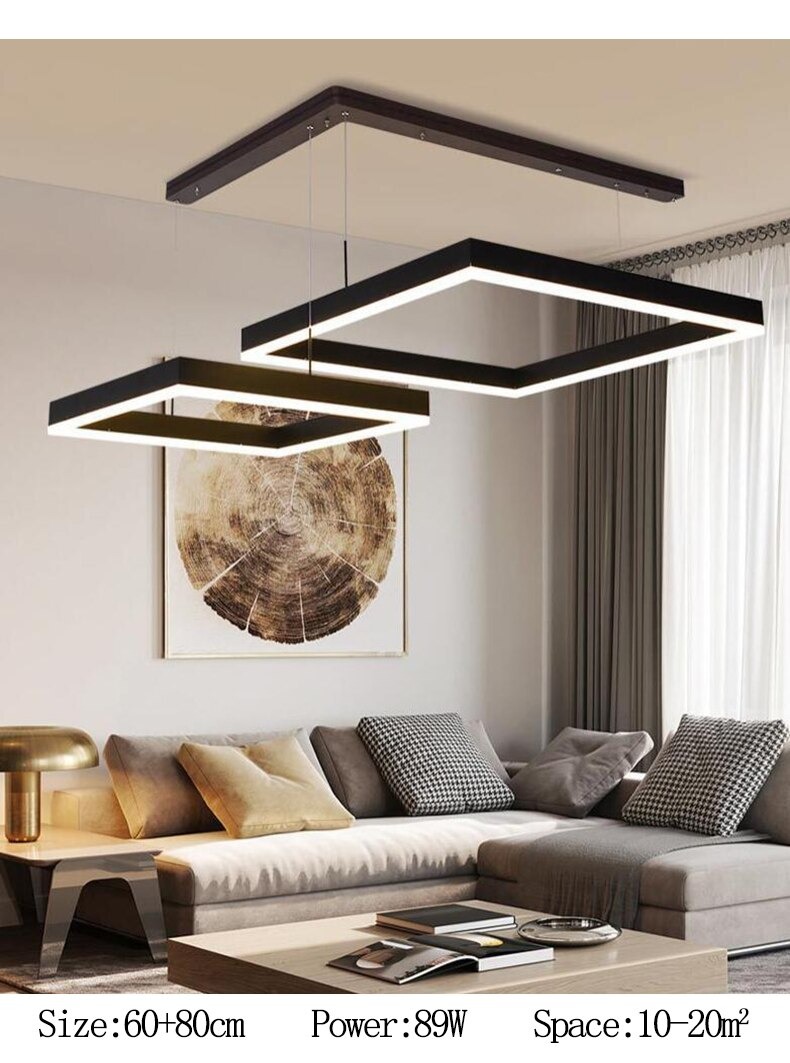 โคมไฟแขวน square ring Led วงสี่เหลี่ยม สีดำ ไฟเพดาน โคมเพดาน ไฟแขวน โคมแขวน ไฟห้อย ไฟระย้า ไฟช่อ ไฟกิ่ง สวยทันสมัย ไฟตกแต่ง หรูหรา ทนทาน ประหยัดไฟ