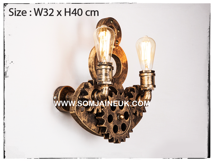 #008 โคมไฟเฟืองเกียร์หมุนได้แบบติดผนัง สไตล์ลอฟท์ เรโทร (American Retro Gear Lamp) แถมฟรีหลอดเอดิสัน !!!