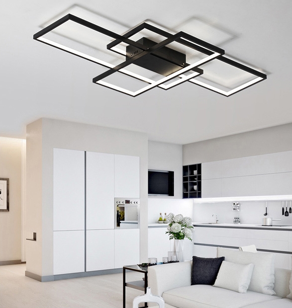 ไฟเพดาน ไฟแขวน Modern Square LED (สีดำ) โคมเพดาน โคมไฟแขวน ไฟระย้า ไฟช่อ ไฟกิ่ง สวยทันสมัย ไฟตกแต่ง หรูหรา ทนทาน ประหยัดไฟ