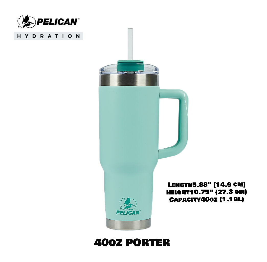 Pelican Porter 40oz 1180ml Tumbler - Seafoam - แก้วน้ำเก็บอุณหภูมิ เก็บความเย็น-ความร้อน 🇺🇸 เเท้💯 รับประกัน 1ปี