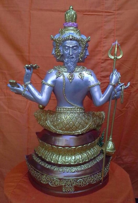 พระพรหม พิมพ์พิเศษ 9 นิ้ว เนื้อทองเหลือง ลงยาราชาวดี