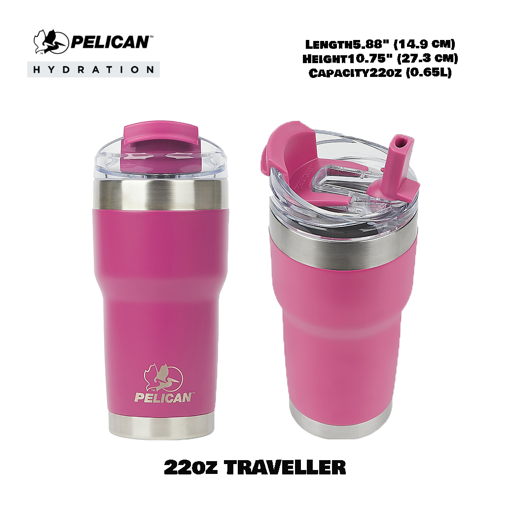 Pelican 22oz 650ml Traveler Tumbler - Orchid - แก้วน้ำเก็บอุณหภูมิ เก็บความเย็น-ความร้อ เเท้💯 รับประกัน 1ปี
