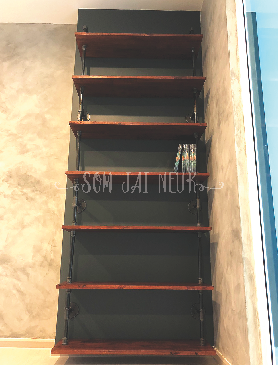 ชั้นวางของติดผนังสไตล์ Loft 7 ชั้น ฟรีติดตั้ง