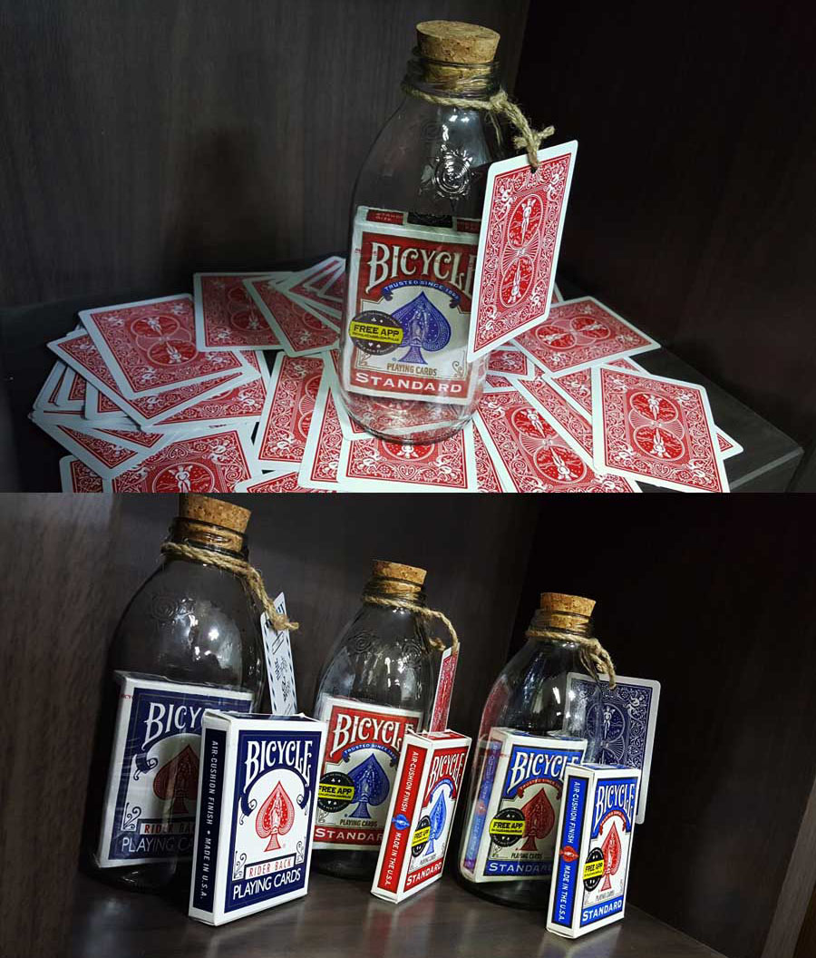 Card in bottle (Blue Bicycle) / ไพ่ในขวด