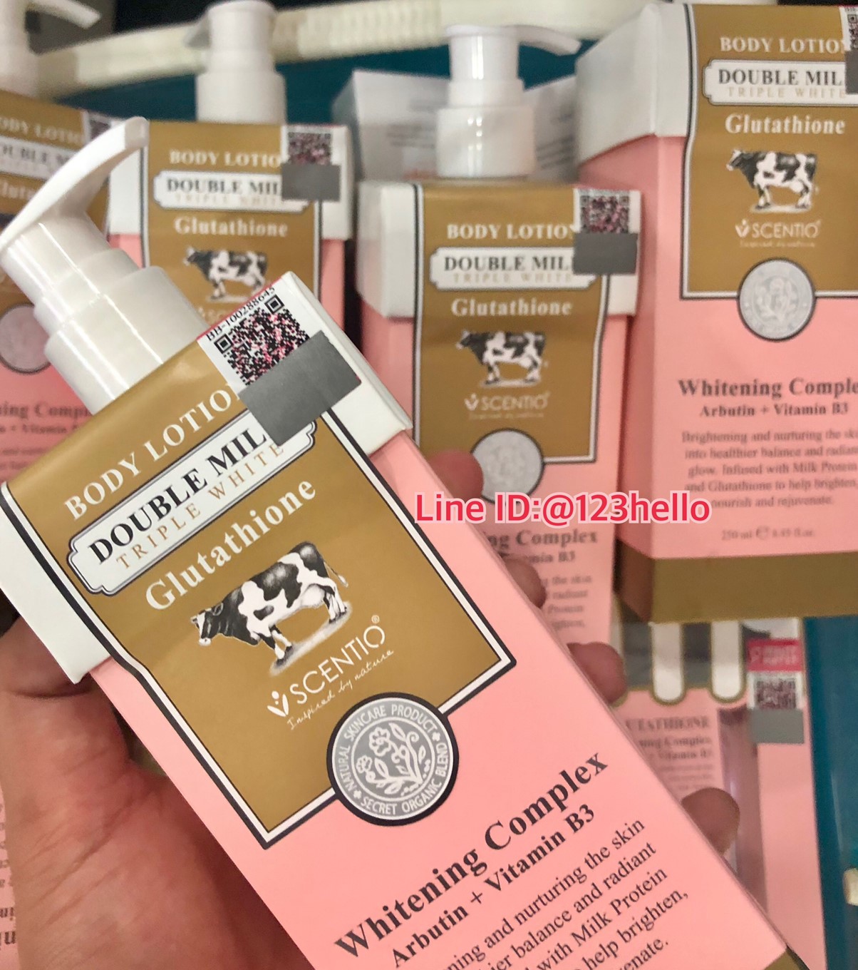 SCENTIO DOUBLE MILK BODY LOTION เซนทิโอ ดับเบิ้ลมิลค์ ทริปเปิ้ล ไวท์ บอดี้ โลชั่น 250 ml.