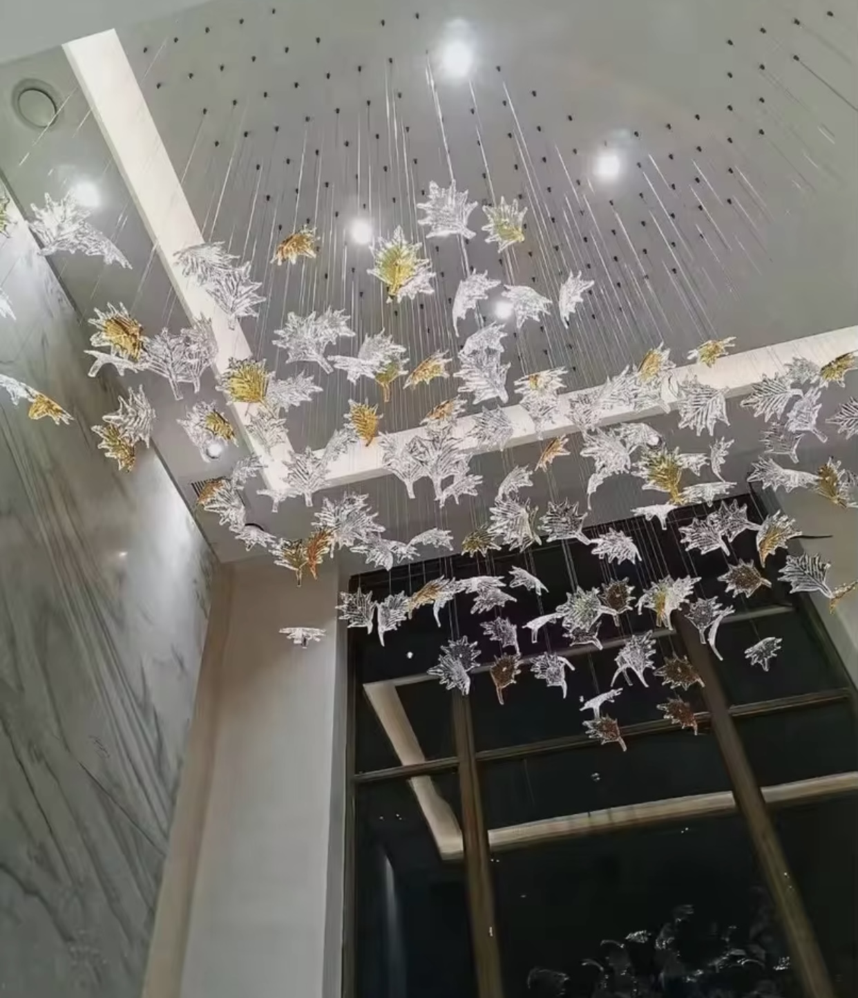 Maple Leaves crystal glass สำหรับ ไฟระย้า โคมไฟ โคมแขวน ไฟเพดาน โคมระย้า ไฟแขวน ไฟกิ่ง ไฟช่อ โคมไฟแขวน