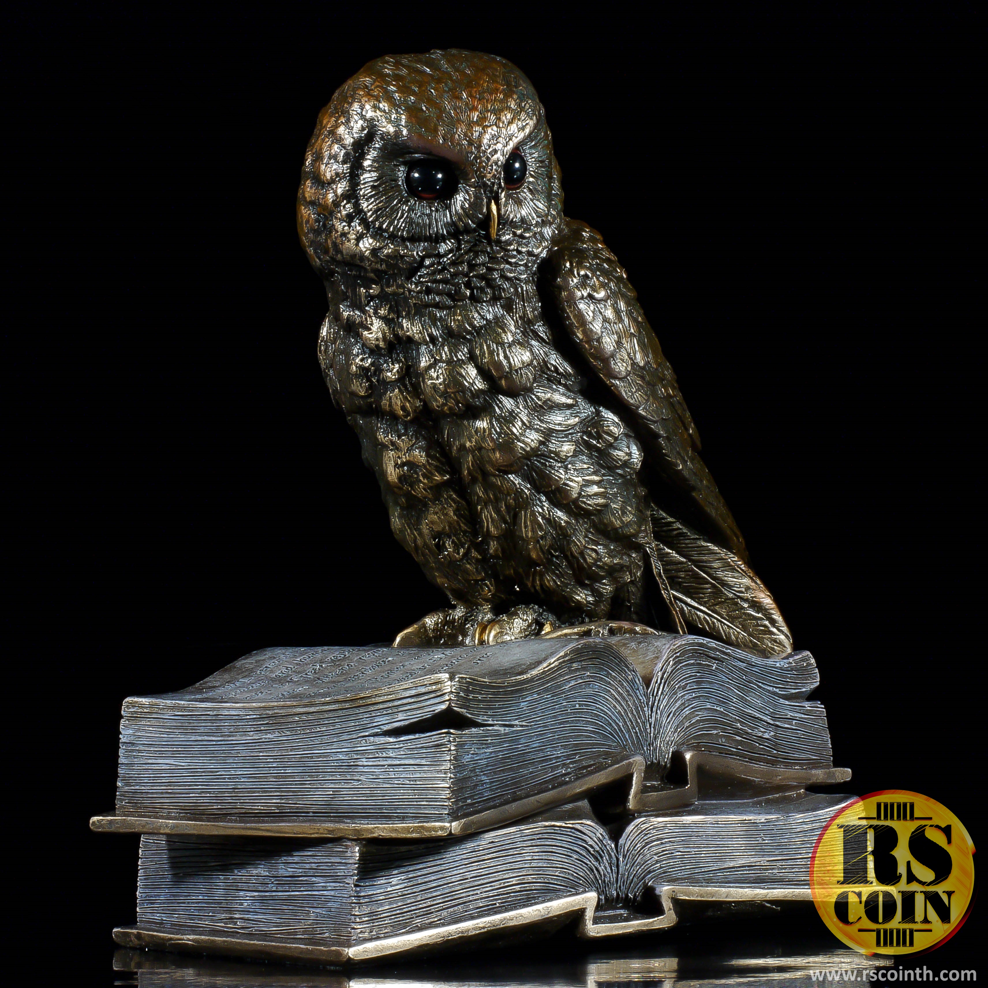รูปปั้นสัมฤทธิ์ - นกฮูกหนังสือ (Sculpture Bronze Owl on Book - Pre Order)