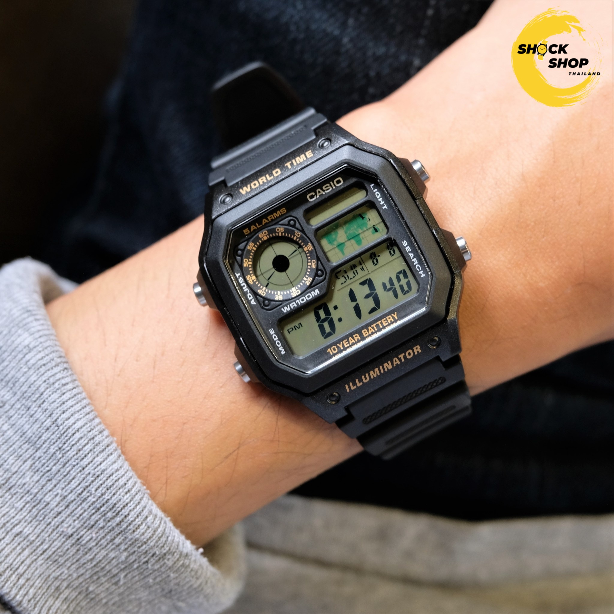 CASIO นาฬิกาข้อมือ รุ่น AE-1200WH-1B วัสดุเรซิ่น คาสิโอ