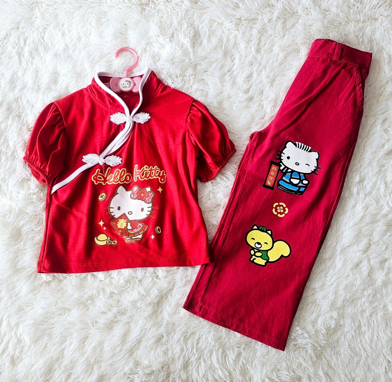 ชุดตรุษจีนเด็ก คิตตี้ สีแดง ไซส์120 (เด็ก4-5ขวบ) มือสอง ไม่มีตำหนิ