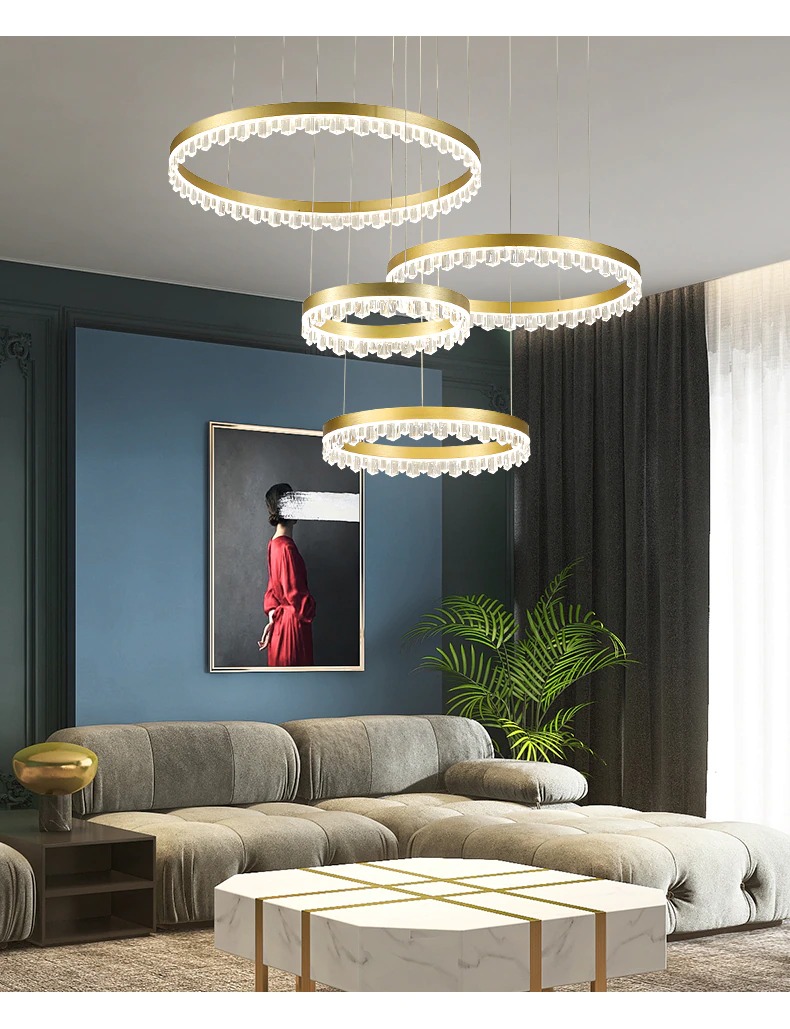โคมแขวน ไฟแขวน LED crystal ring (สีทอง) โคมเพดาน ไฟเพดาน โคมไฟแขวน ไฟระย้า ไฟช่อ ไฟกิ่ง ไฟห้อย สวยทันสมัย ไฟตกแต่ง หรูหรา ทนทาน ประหยัดไฟ