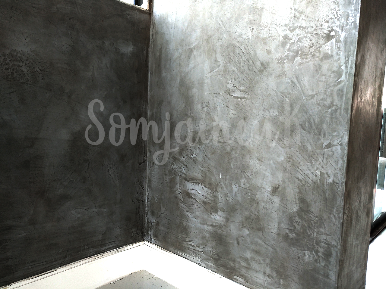 ฉาบผนังปูนลอฟท์บ้านเดี่ยว ชั้นล่างพื้นที่รวม 70 ตร.ม. @หมู่บ้าน H.Cape Serene สุขาภิบาล 2