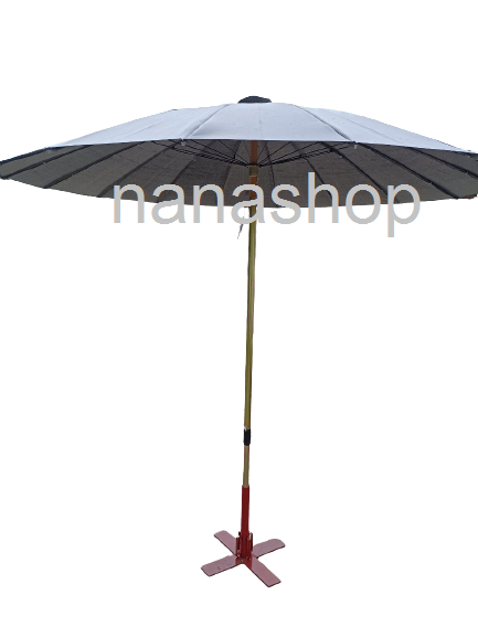 ร่มแม่ค้าขนาด45นิ้ว(กางแล้วกว้าง2.2เมตร)ร่มขายของ ตรากบ รุ่นแกนเหล็กด้ามต่อปรับสูงต่ำได้ ปลายลวดติดกิ๊บเหล็ก ร่มแข็งแรงทนทาน