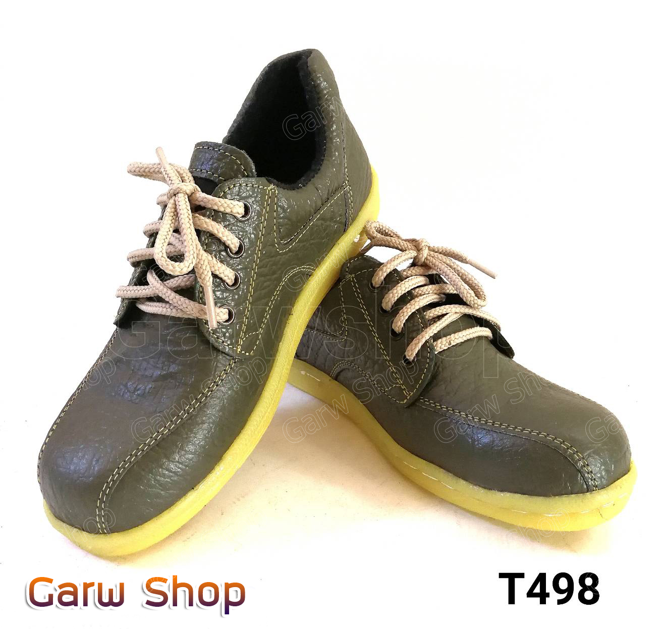 รองเท้าเซฟตี้ รุ่นหนงช้างลาย สีเขียวขี้ม้า ไซส์36-45