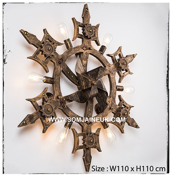 #009 โคมไฟเฟืองเกียร์หมุนได้แบบติดผนัง สไตล์ลอฟท์ เรโทร (American Retro Gear Lamp) แถมฟรีหลอดเอดิสัน !!!