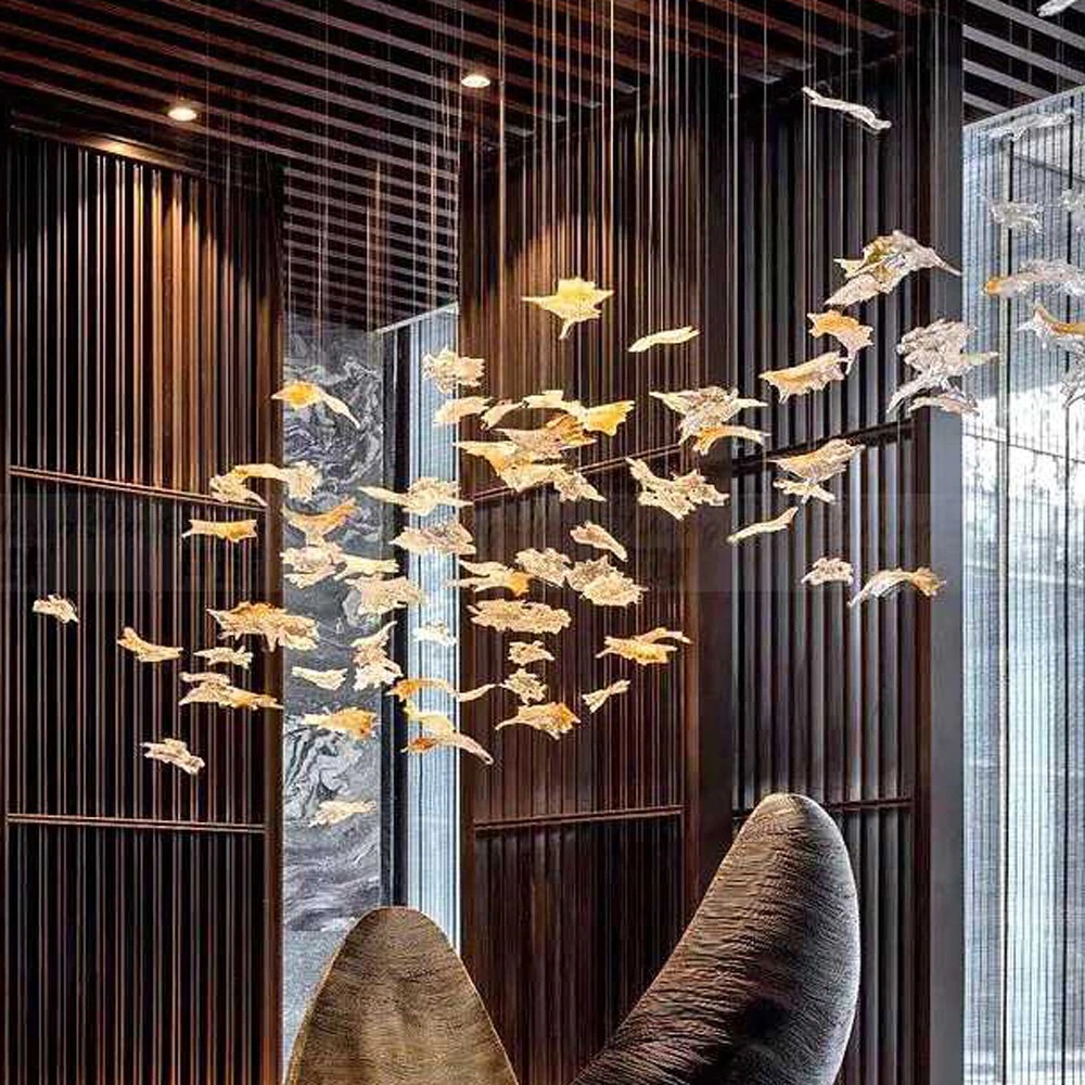 Maple Leaves crystal glass สำหรับ ไฟระย้า โคมไฟ โคมแขวน ไฟเพดาน โคมระย้า ไฟแขวน ไฟกิ่ง ไฟช่อ โคมไฟแขวน