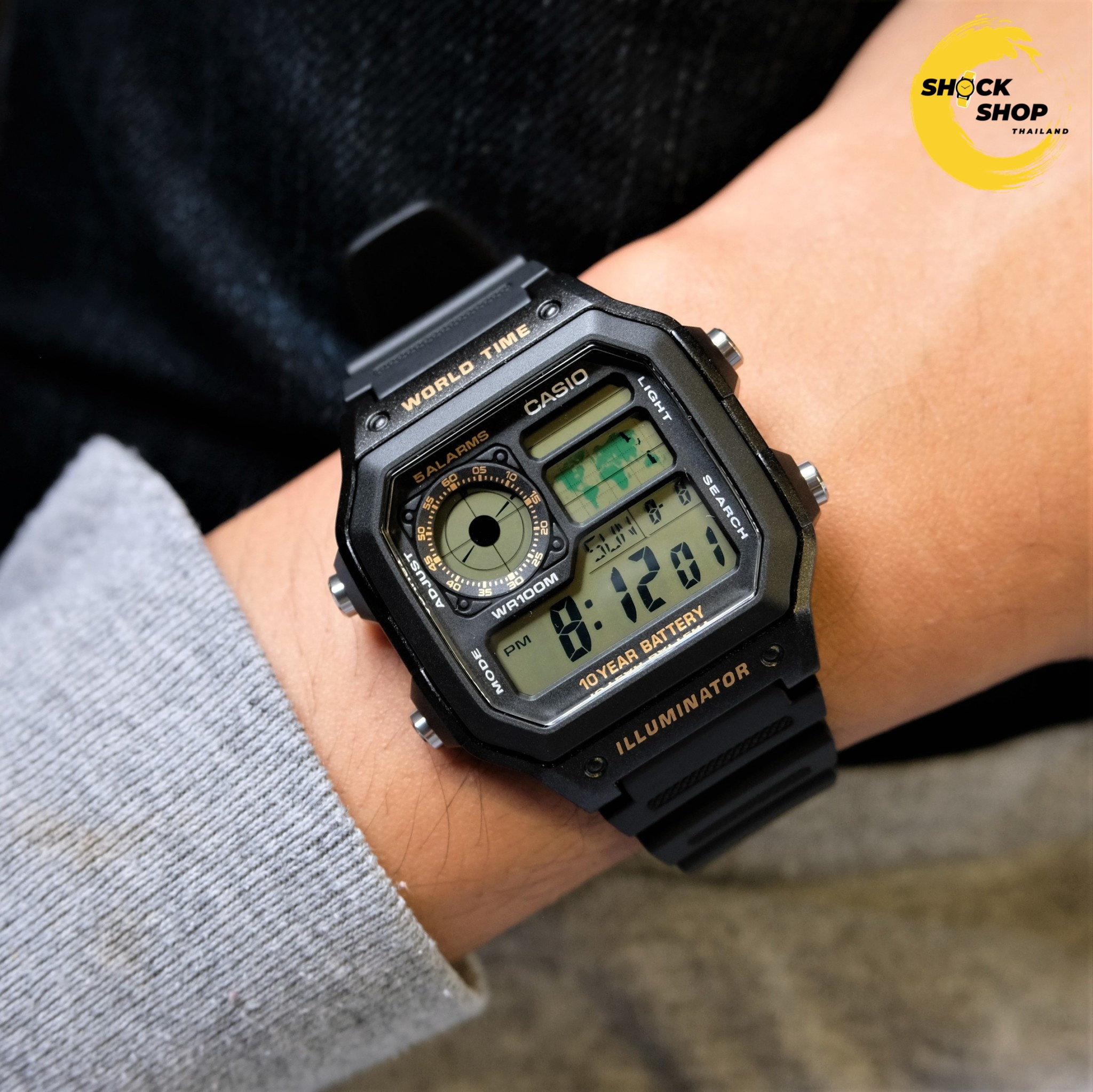 CASIO นาฬิกาข้อมือ รุ่น AE-1200WH-1B วัสดุเรซิ่น คาสิโอ