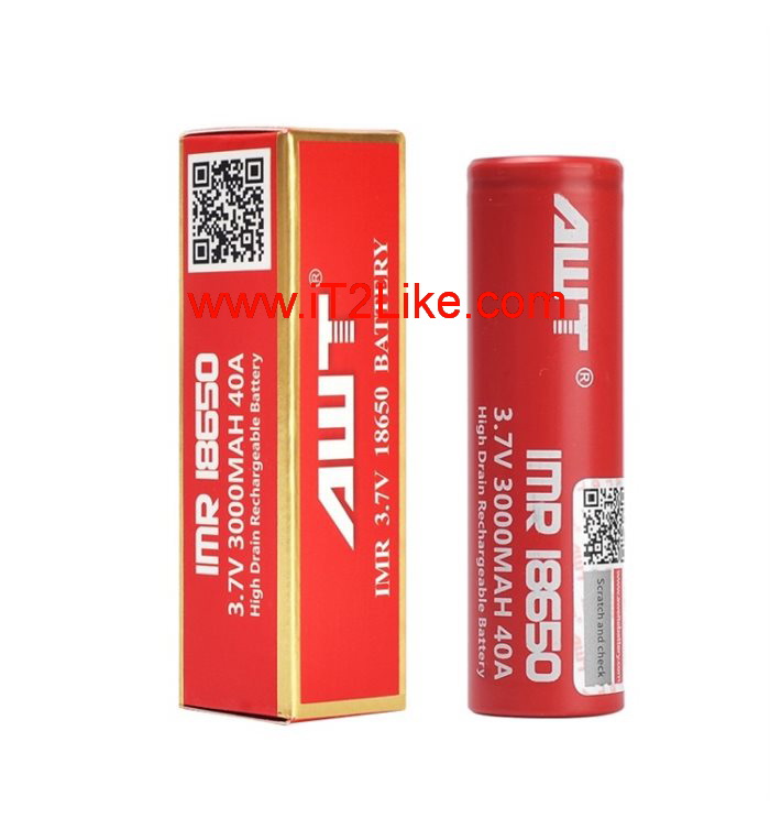 แบต ถ่าน Li-ion 18650 AWT 3000mAh จ่ายกระแสสูงพิเศษ 40A High Drain ของแท้