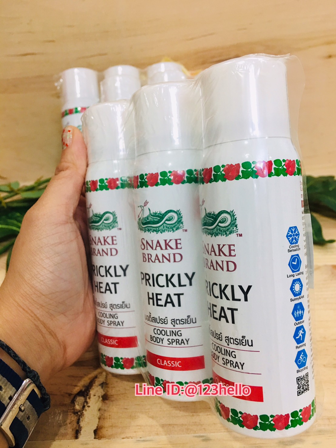 SNAKE BRAND PRICKLY HEAT COOLING Body Spray Classic ตรางู ปริกลี่ฮีท คูลลิ่ง บอดี้สเปรย์ คลาสสิค 50 มล. x 3 ชิ้น