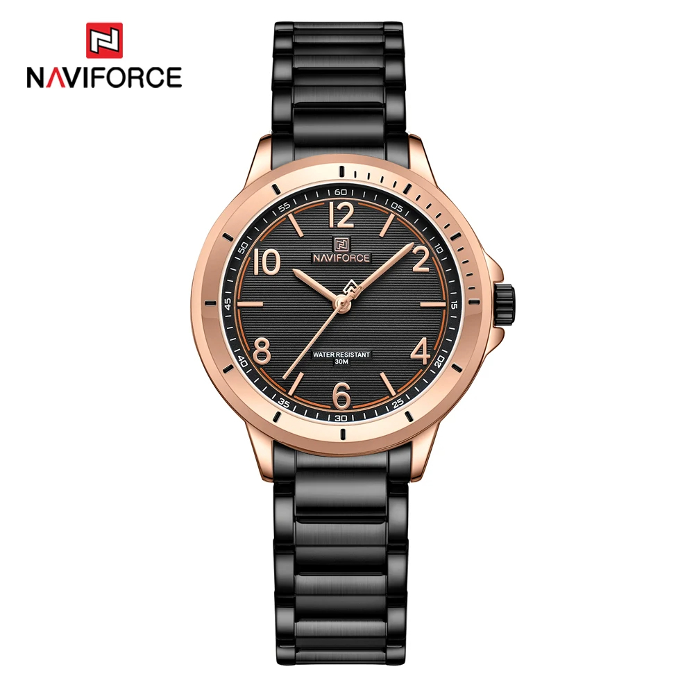 นาฬิกา Naviforce รุ่น NF5021 BK สีดำ ตัวเรือนทองชมพู ของแท้ รับประกันศูนย์ 1 ปี ส่งพร้อมกล่อง และใบรับประกันศูนย์ ราคาถูกที่สุด