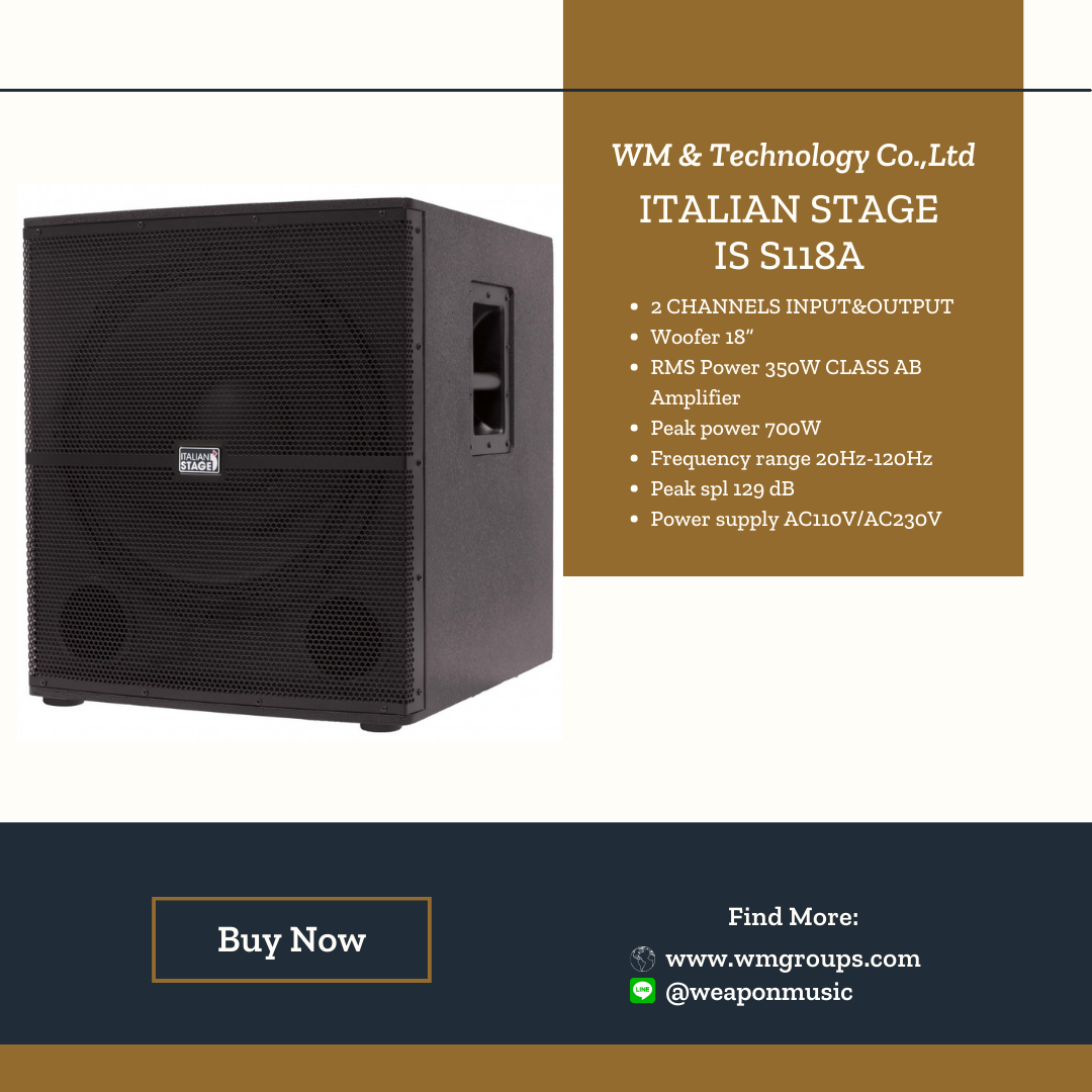 Italian Stage IS S118A ตู้ลำโพงซัพวูฟเฟอร์ ดอกขนาด 18 นิ้ว 700 วัตต์