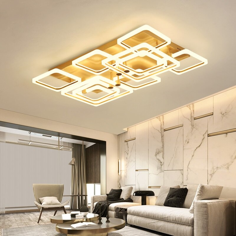 โคมเพดาน ไฟเพดาน Rectangle led Gold finished ไฟแขวน โคมแขวน ไฟห้อย โคมไฟแขวน ไฟระย้า ไฟช่อ ไฟกิ่ง สวยทันสมัย ไฟตกแต่ง หรูหรา ทนทาน ประหยัดไฟ