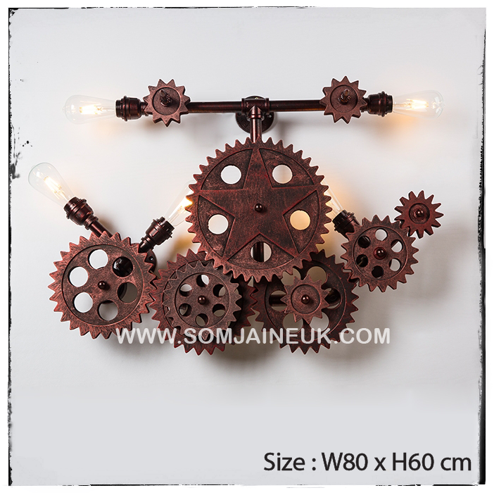 #004 โคมไฟเฟืองเกียร์หมุนได้แบบติดผนัง สไตล์ลอฟท์ เรโทร (American Retro Gear Lamp) แถมฟรีหลอดเอดิสัน !!!