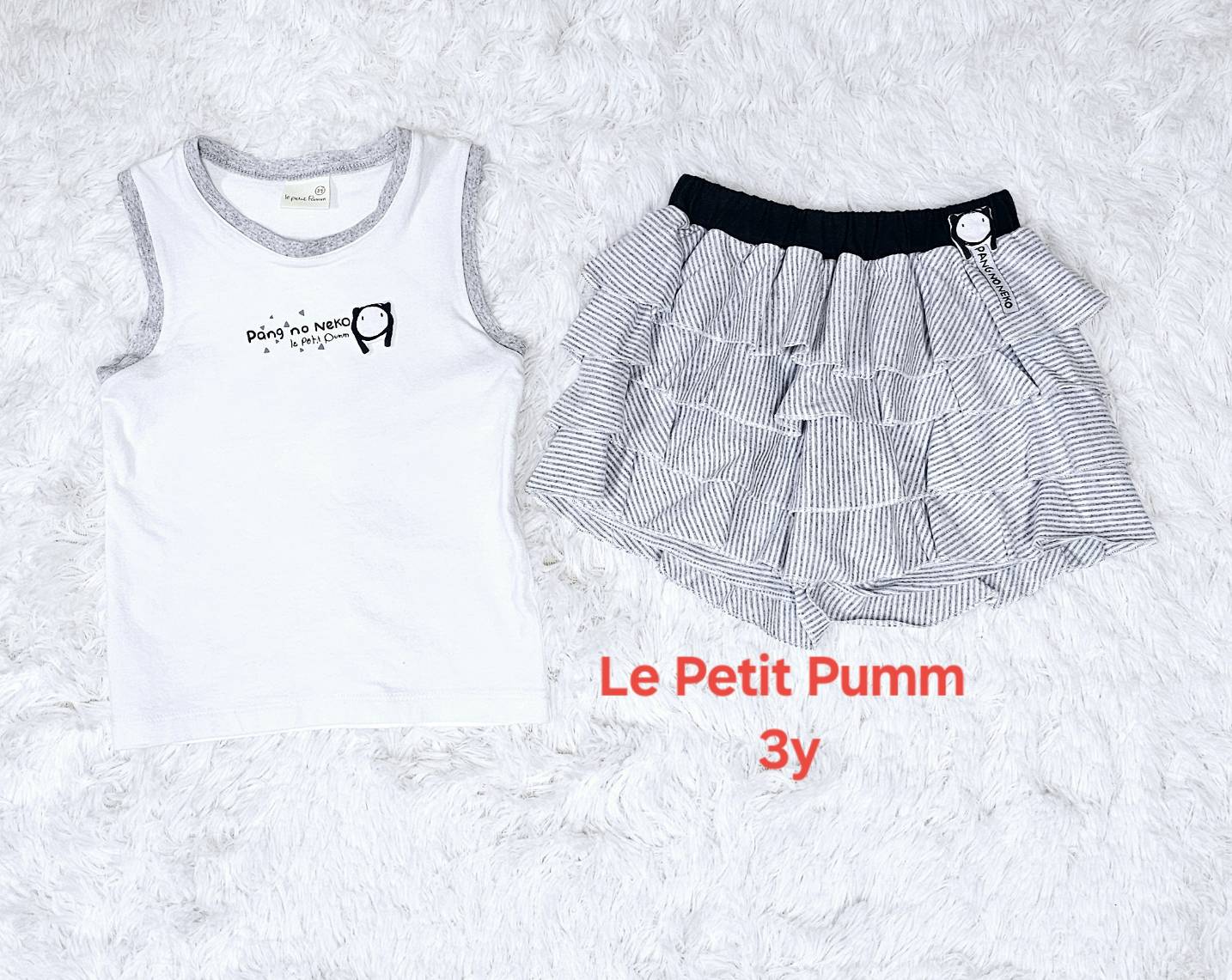 ชุดเซ็ทแมว Pang no Neko ไซส์ 3y Le Petit Pumm by ChaLom มือสอง สภาพดี ตำหนิ>เสื้อด้านหลังเปื้อนเล็กน้อย