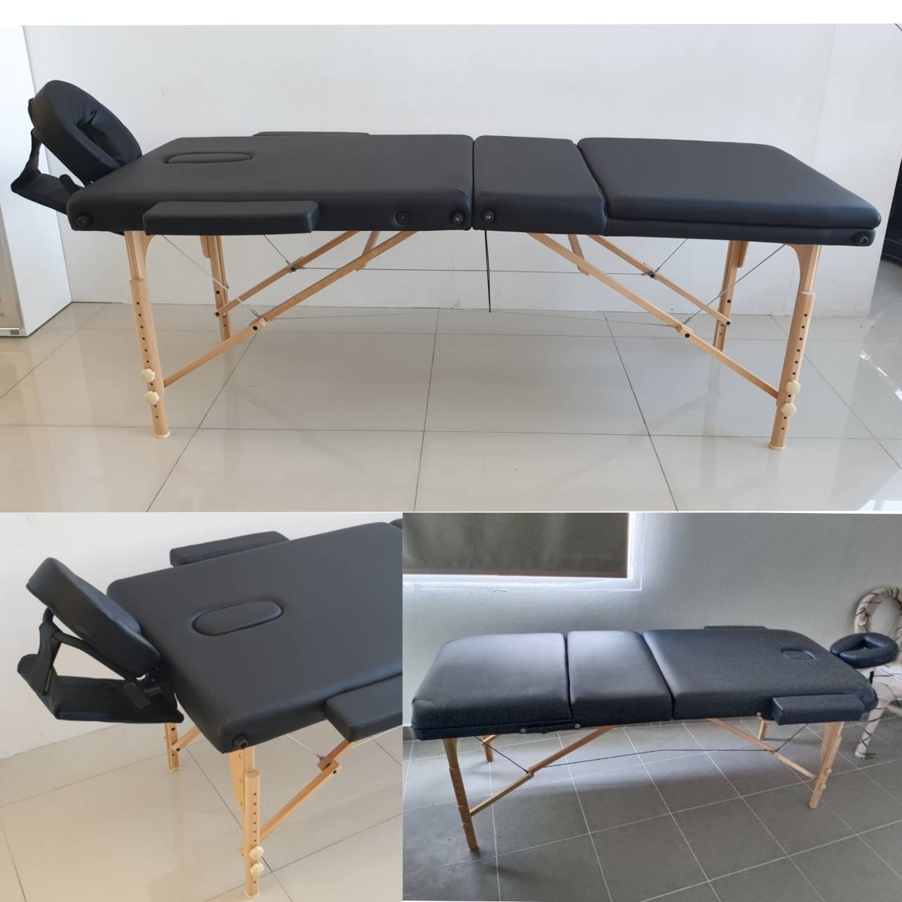 เตียงสปาพับได้ พร้อมช่องคว่ำหน้า รุ่นStandard ETL โครงไม้ สีดำ รับประกัน 1 ปี
