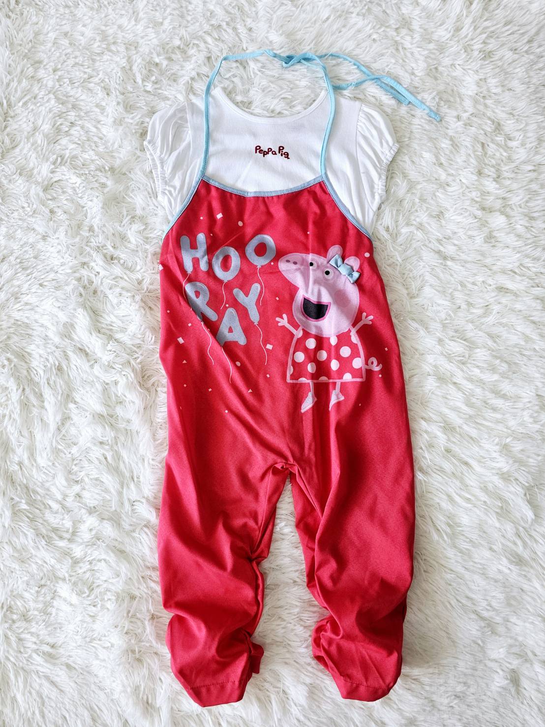 จั้มสูท PepPa Pig ไซส์ M (3y) Laugh by ChaLom มือสอง เหมือนใหม่ ตำหนิ>สีแดงของเอี้ยมเปื้อนเสื้อขาวด้านในเล็กน้อย