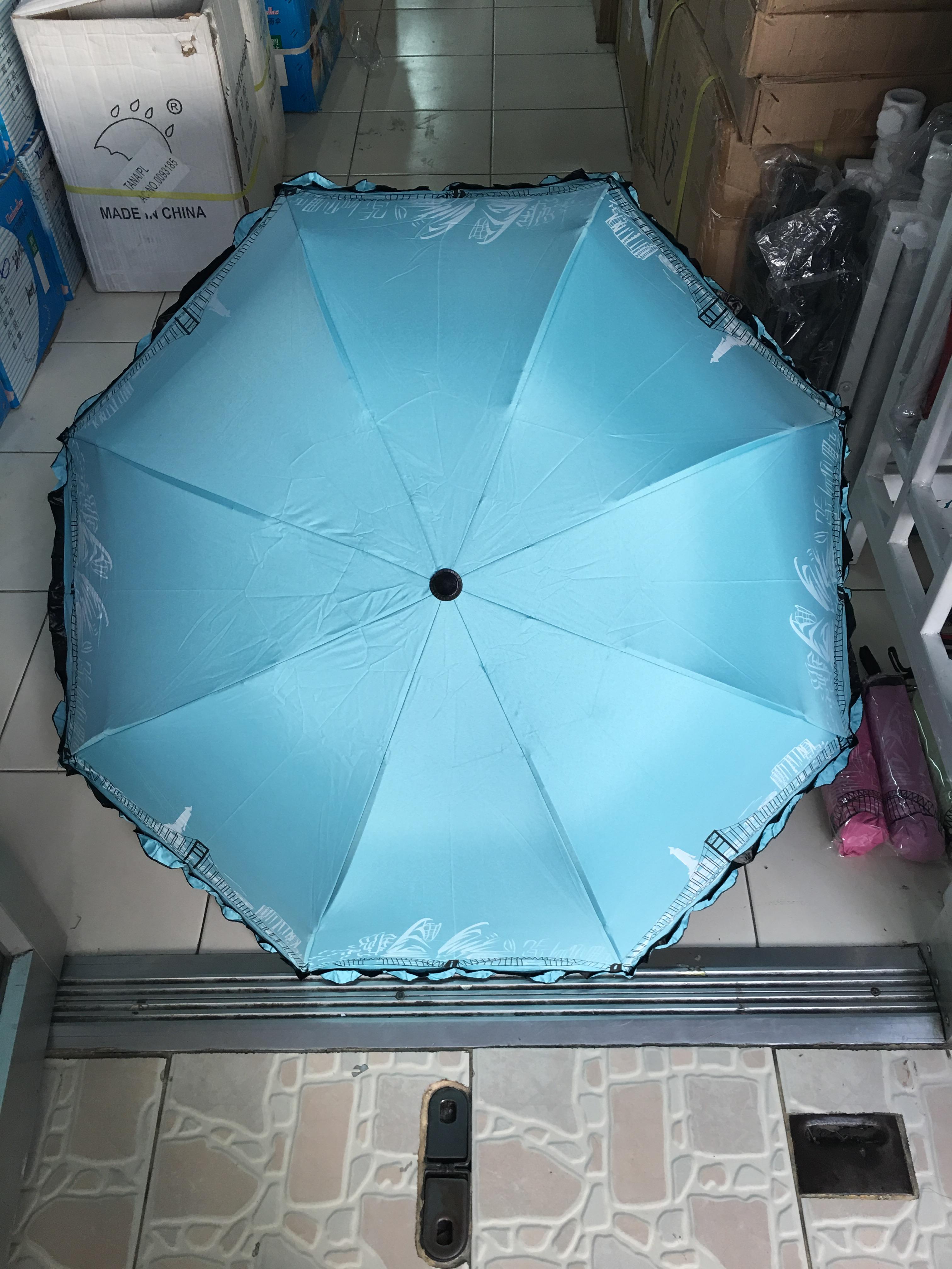 ร่มโค้งแฟชั่นรหัส657มีระบายยูวีสีดำ