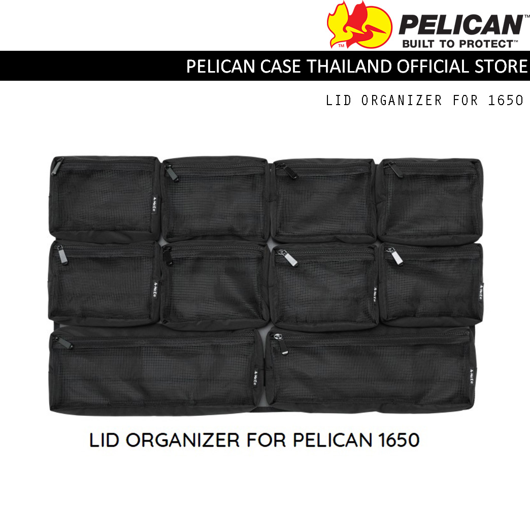 Lid Organizer MC10 for Pelican 1650 Case with 10 removable pouches - Fits Pelican 1650