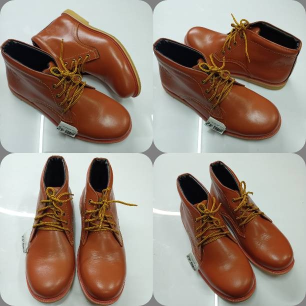 รองเท้าเซฟตี้ หุ้มข้อ หัวเหล็ก รุ่น652 หนังมันสีส้ม ไซส์38-45